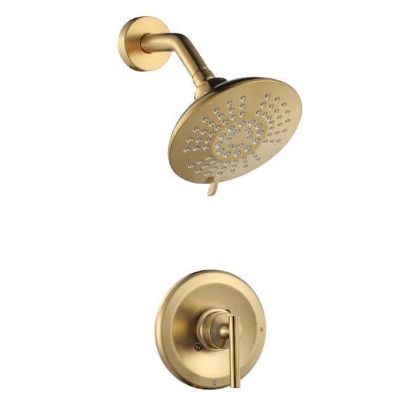 Single Handle 5-Spray Shower Faucet 1.8 GPM with Pressure Balance in Gold