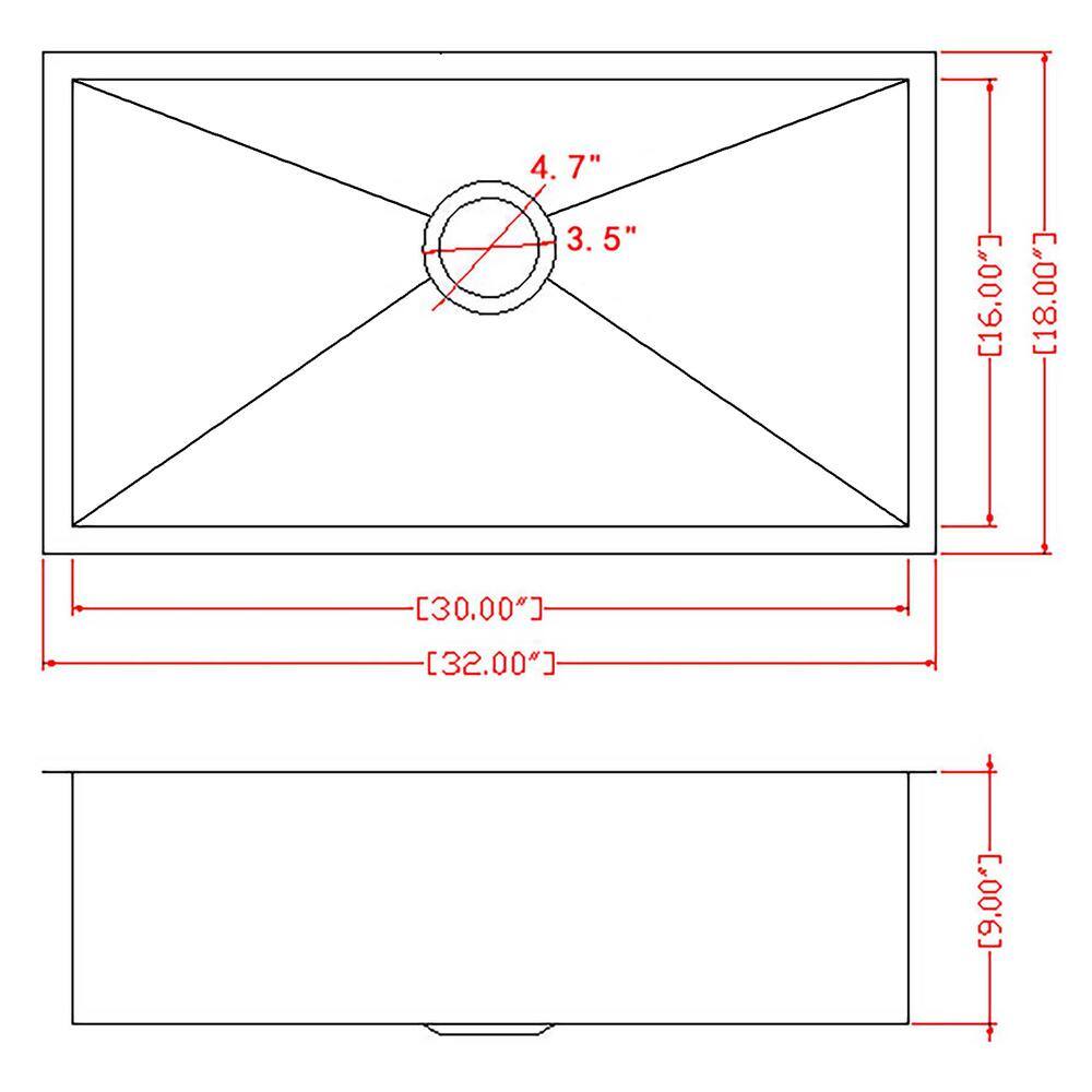 Matte Black Stainless Steel 32" Single Bowl Undermount Kitchen Sink with Faucet