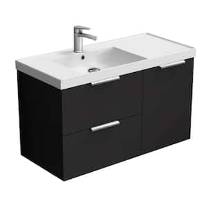 Lisbon 36.2 in. W x 18.5 in. D x 21.65 in. H Modern Bathroom Vanity in Matte Black With White Ceramic Top