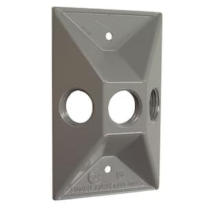 N3R Gray Rectangular Cluster Cover, Three 1/2" Outlet  for Outdoor Electrical Box