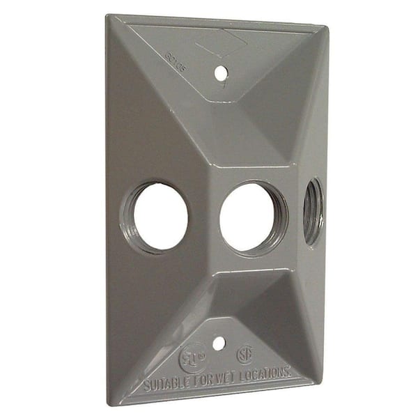 BELL N3R Gray Rectangular Cluster Cover, Three 1/2" Outlet  for Outdoor Electrical Box