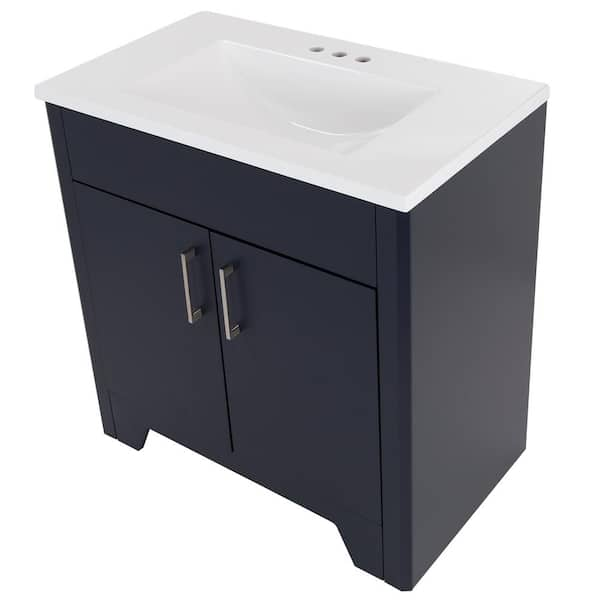 Diamond NOW Cassidy 30-in Deep Blue Single Sink Bathroom Vanity with White  Cultured Marble Top in the Bathroom Vanities with Tops department at