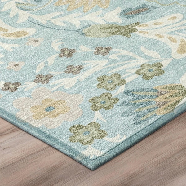 Chantille Machine Washable Indoor/Outdoor Abstract ACN3049 Sky 8 ft. x 8 ft. Round Rug
