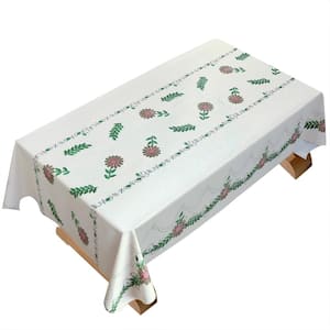 55 in. x 78 in. Flowers and Leaves Floral Vinyl Tablecloth