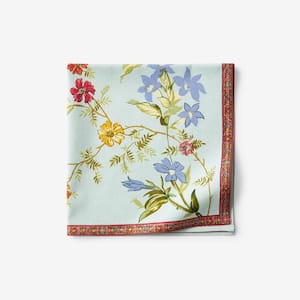 Floral Vine 20 in. x 20 in. Aqua Multi Cotton Napkins (Set of 4)