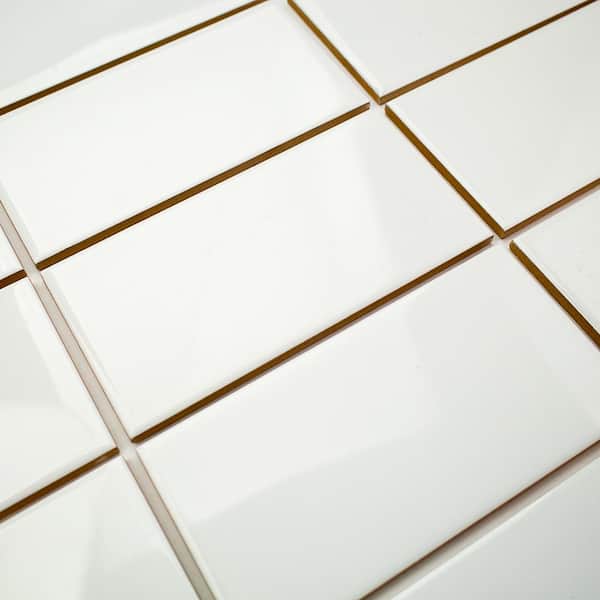 Essential White 3 in. x 6 in. x 6 mm Polished Ceramic Wall Subway Tile (11.73 sq. ft./case)