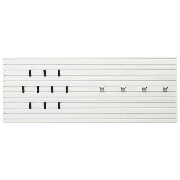 Flow Wall 36 in. H x 96 in. W Modular Garage Slat Wall Panel Set with Storage Hooks in White (14-Piece)