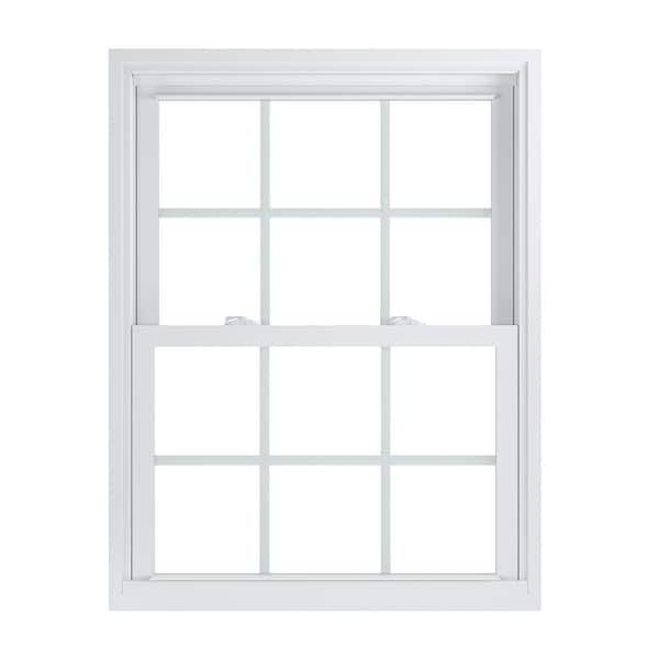 American Craftsman 31.75 in. x 41.25 in. 70 Pro Series Low-E Argon PS Glass Double Hung White Vinyl Repl Window with Grids, Screen Incl