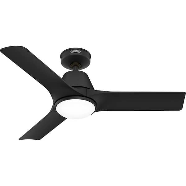 Aeronaut 44 in. Wi-Fi ENERGY STAR Matte Black Damp Rated Indoor/Outdoor Standard Ceiling Fan with LED Light and Remote