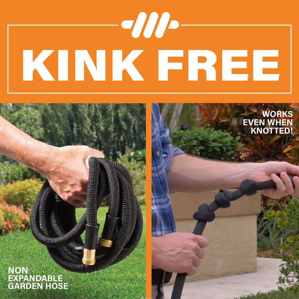 Bionic Flex Pro 25ft Black Polyester Garden Hose with Brass Nozzle