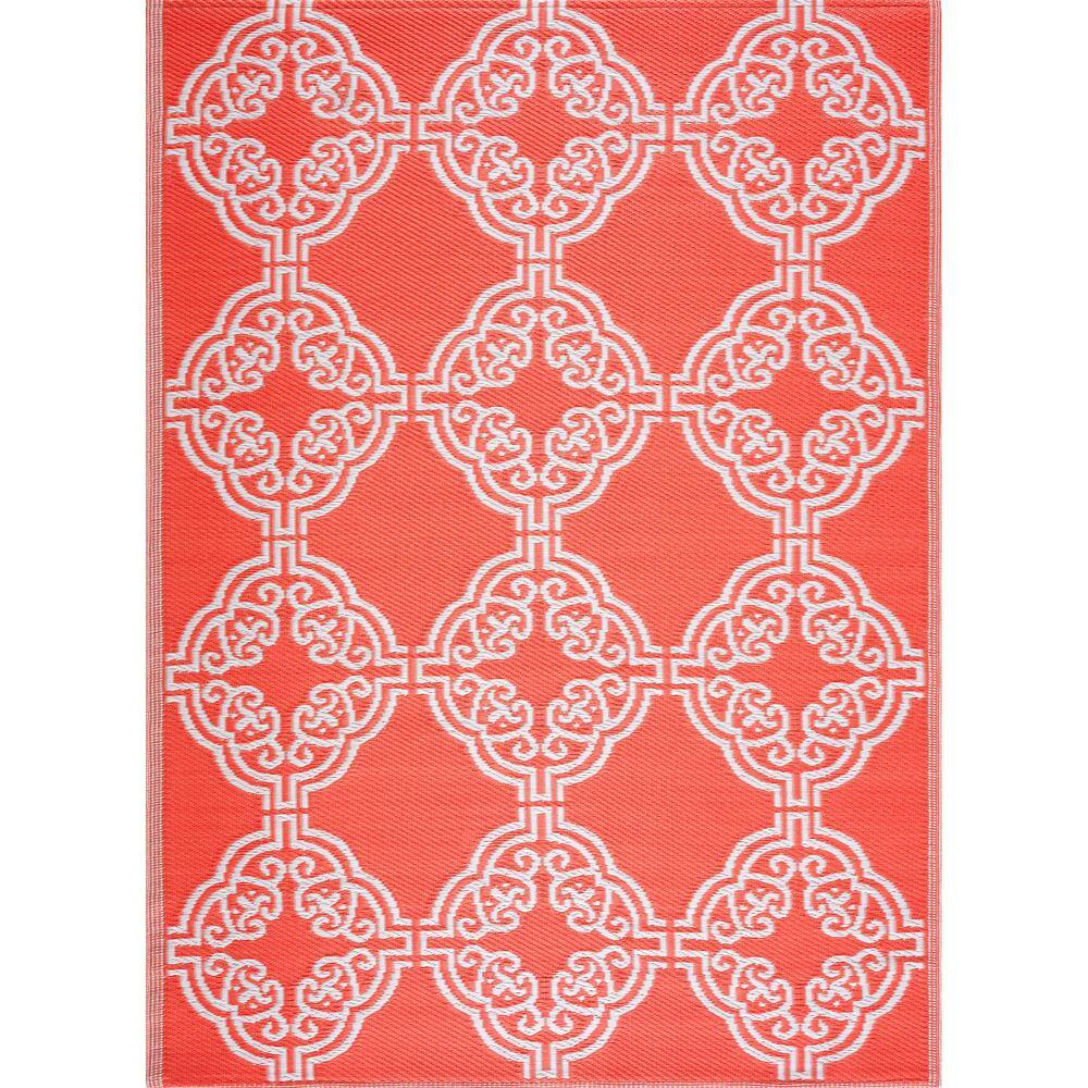 Marrakech Orange White 6 ft. x 9 ft. Reversible Recycled Plastic  Indoor/Outdoor Area Rug MRCH-O&W-6X9 - The Home Depot