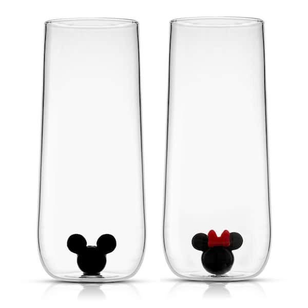JoyJolt Mickey and Minnie Icon Tall Drinking Glass (Set of 2 Mixed 1 Mickey and 1 Minnie)