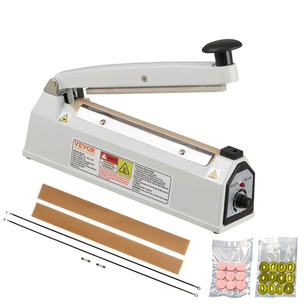 VEVOR Silver Continuous Food Vacuum Sealer Machine with Printing Function Continuous Heat Sealer for 0.02-0.08 mm Plastic Bags