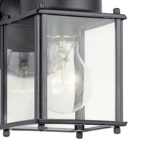 Independence 8.25 in. 1-Light Black Outdoor Hardwired Wall Lantern Sconce with No Bulbs Included (1-Pack)