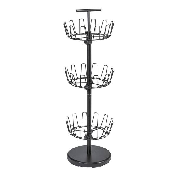 Matte Black Steel 3-Tier Shoe Storage Tree