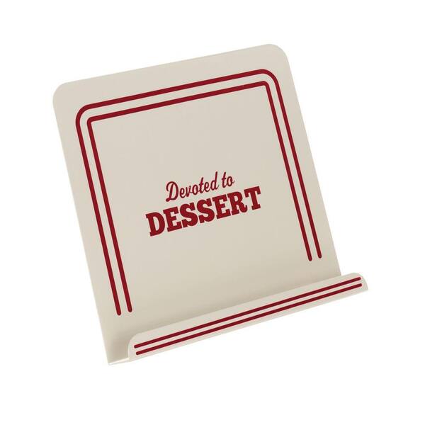 Cake Boss Countertop Accessories Metal Cookbook Stand with Devoted To Dessert in Cream