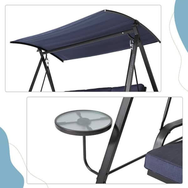 Anvil 3-Person Metal Outdoor Patio Swing Porch Swing with