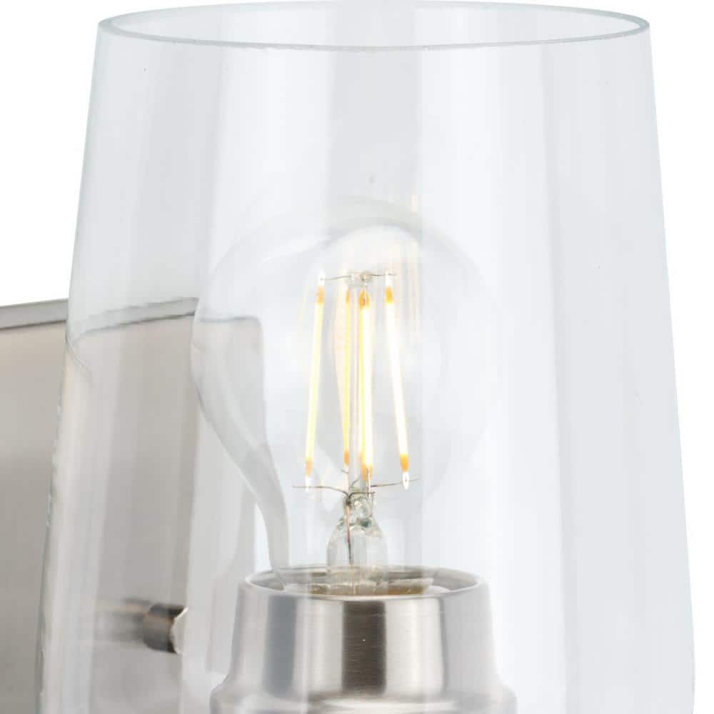 Brushed Nickel Cylinder Wall Sconce with Clear Glass Shade