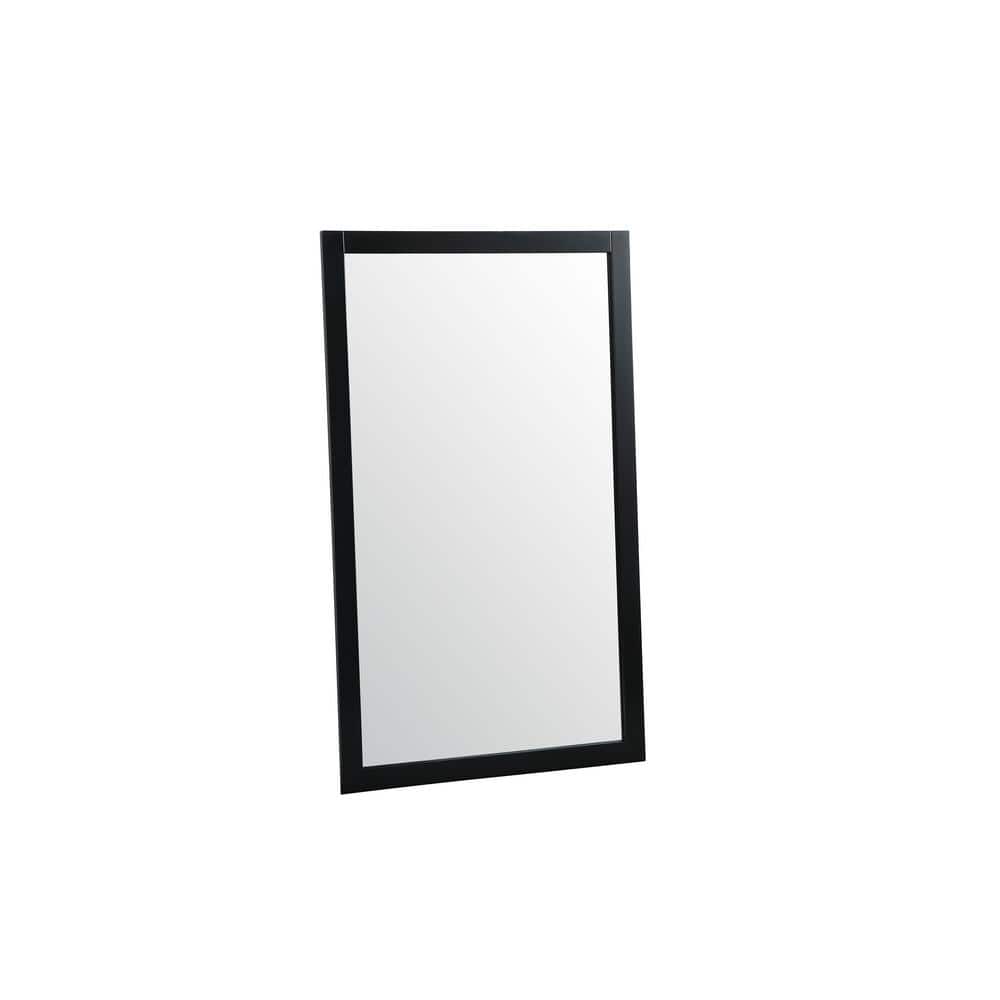 Contemporary Black Wood Rectangular Bathroom Vanity Mirror
