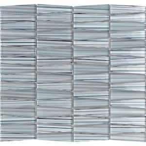 Blue Gray 12 in. x 12.9 in. Triangle Polished and Matte Finished Glass Mosaic Tile (5.38 sq. ft./Case)