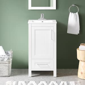 Kansas 18 in. Single Sink White Bath Vanity with White Ceramic  Top (Assembled)