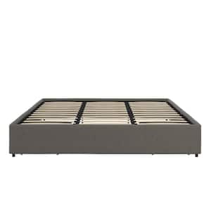 DHP Kristian Upholstered Platform Bed with Storage, Gray Linen, King