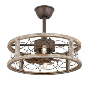 18 in. Indoor Farmhouse 4-Light Distressed Wooden Beige Shabby Chic Ceiling Fan with Remote