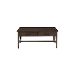 Bellamy 42 in. Smoke Brown Large Rectangle Wood Coffee Table with 2-Drawers