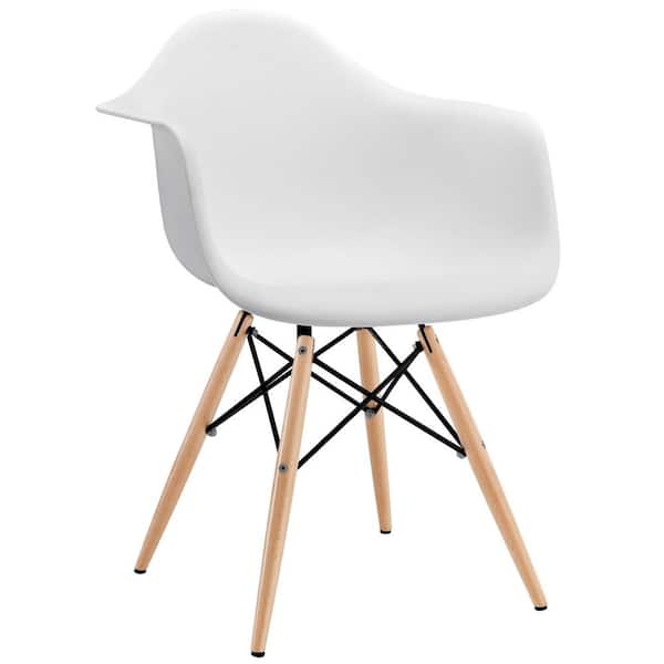 MODWAY Pyramid White Dining Arm Chair