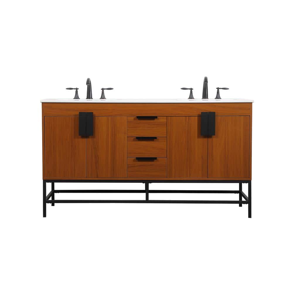 Simply Living 60 in. W x 22 in. D x 33.5 in. H Bath Vanity in Teak with Ivo