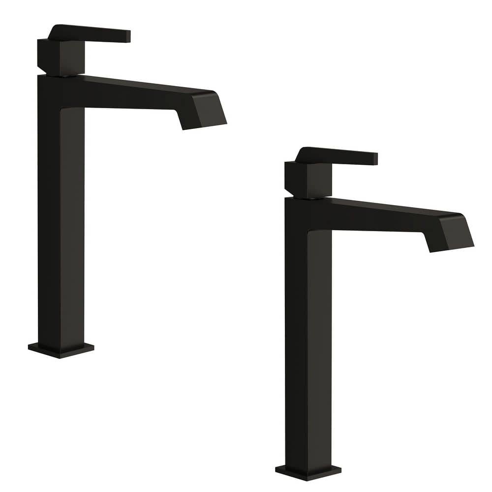 2 Pack 13.5 in. Height Minimalism 1 Handle Single Hole Bathroom Sink Faucet Spot Resistant in Matte Black with Drain price history on PriceWatchPro