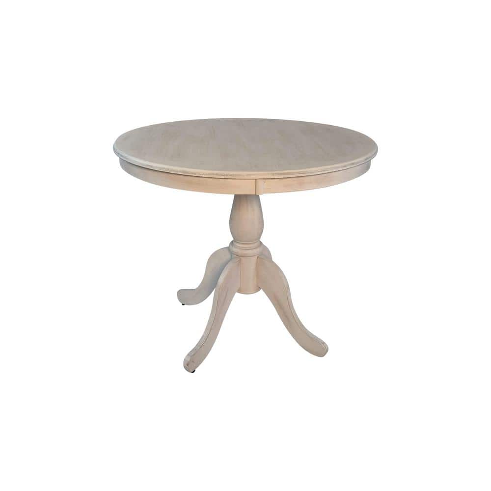 Fairview Whitewash Wood 36 in. Pedestal Dining Table Seats 4