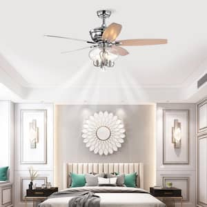 52 in. Indoor Down rod Mount Crystal Chrome Ceiling Fan with Light Kit and Remote control