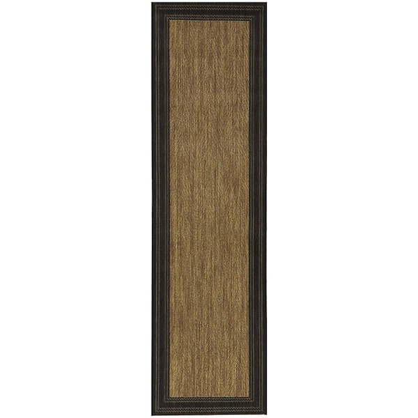 Black/Brown 2 x Doormat 2 ft. x 7 ft. Indoor/Outdoor Patio Area Rug