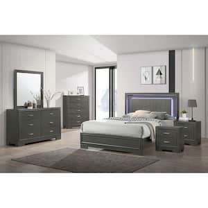 Jonvang 6-Piece Metallic Gray Wood California King Bedroom Set with Care Kit