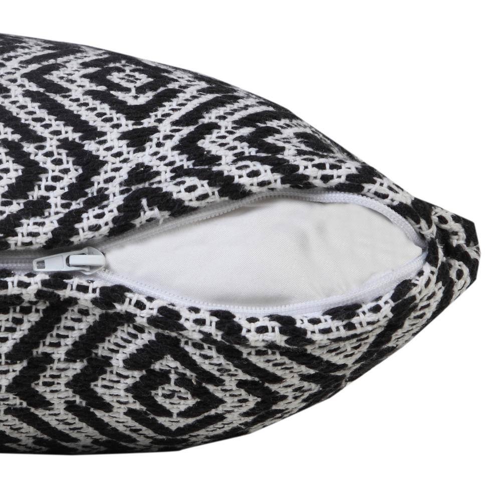Black and White Diamond Cotton 20" Square Throw Pillow Set