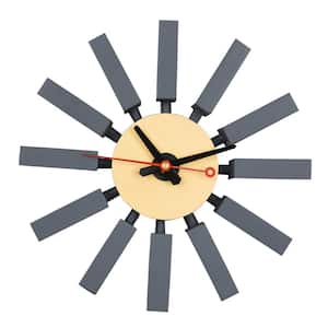 Vdara Dark Grey Analog Wood Non-Ticking Wall Clock