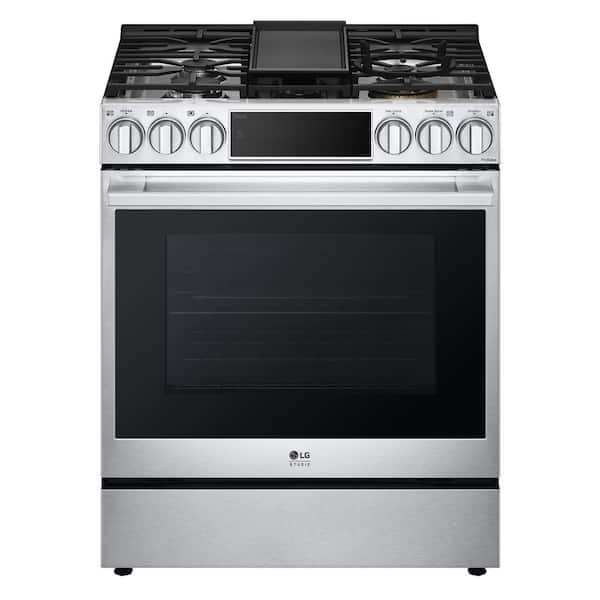 STUDIO 6.3 cu. ft. 30 in. SMART Slide-in Dual Fuel Range in PrintProof Stainless Steel with Air Sous Vide and Easy Clean