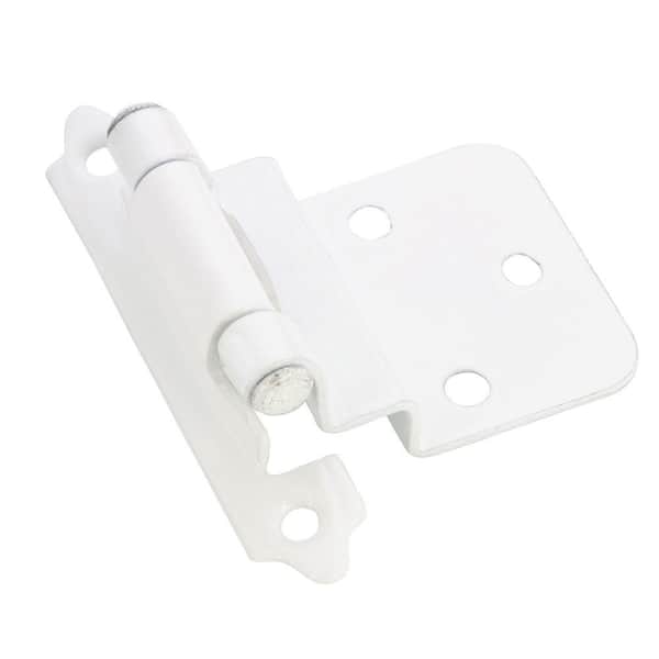 Richelieu Hardware White Semi-Concealed Self-Closing 3/8 in. Overlay for Face Frame Cabinet Hinge (2-Pack)