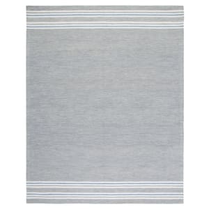 Metro Grey/Blue 8 ft. x 10 ft. Striped Solid Color Area Rug
