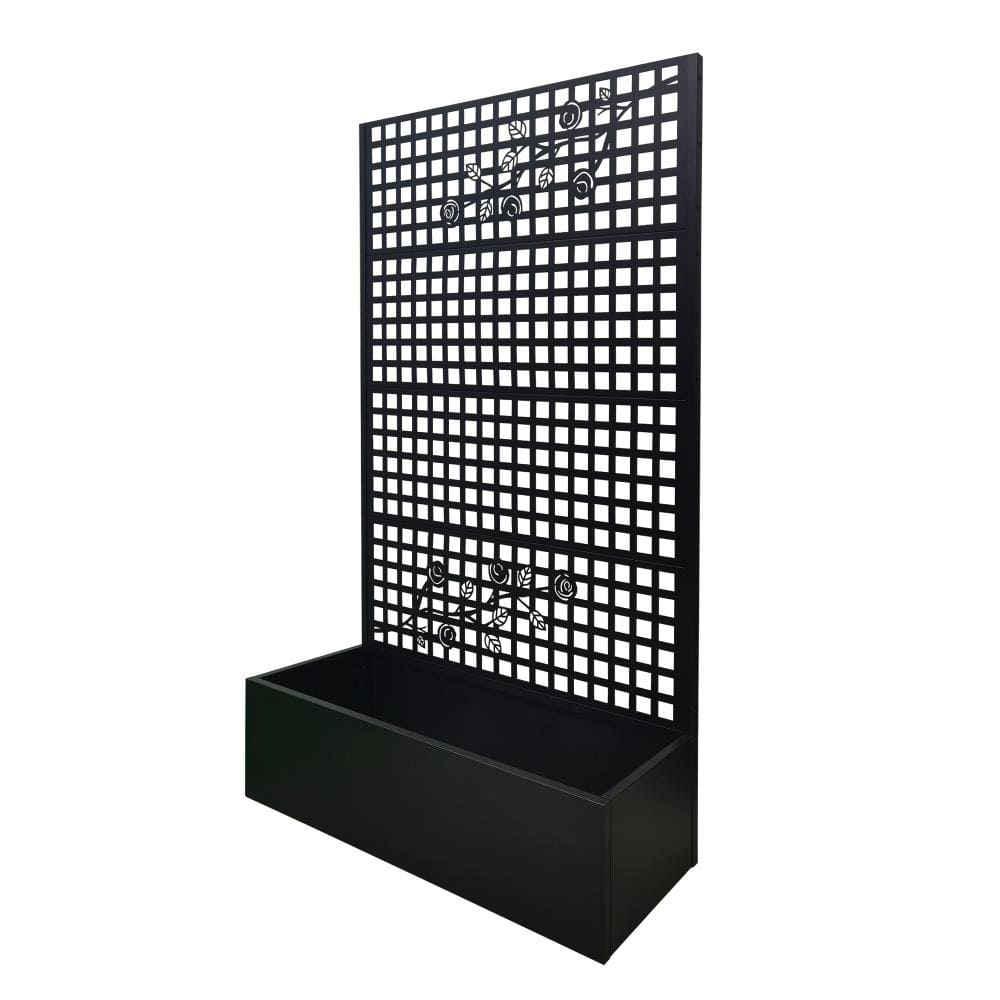Avex Rose Black Metal Rectangular Raised Garden Bed with Trellis Garden Planter Box with Drainage Holes price history on PriceWatchPro