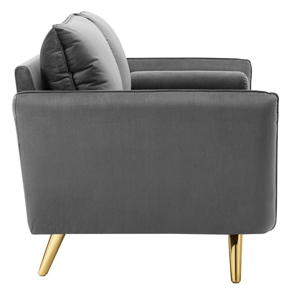 Revive 72'' Gray Performance Velvet Lawson Sofa with Gold Legs