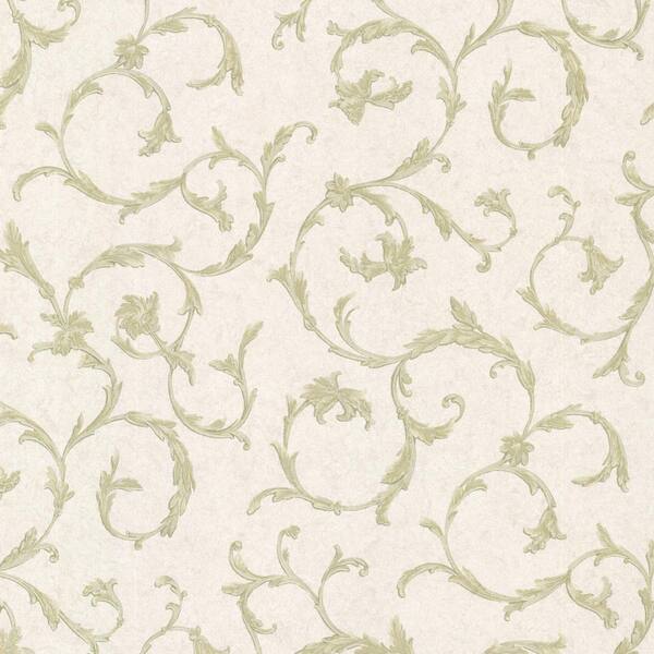 Mirage Clover Green Acanthus Scroll Peelable Wallpaper Covers 56.4 sq. ft.