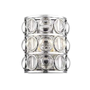 Eternity 9.75 in. 2-Light Chrome Wall Sconce Light with Clear Crystal Shade with No Bulb(s) Included