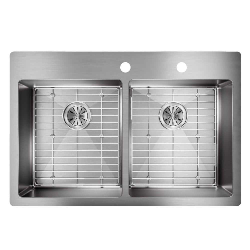 Elkay Crosstown Drop-In/Undermount Stainless Steel 33 in. 2-Hole