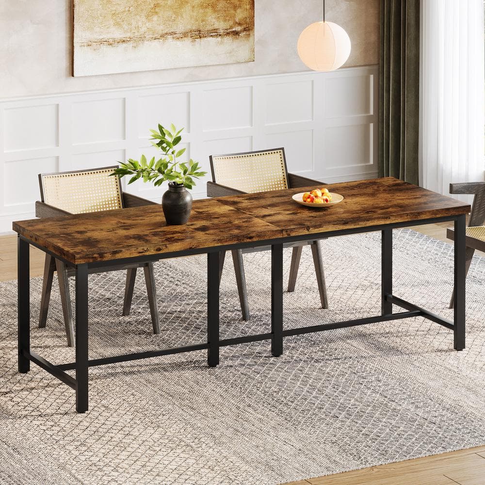 Roesler Brown Engineered Wood 78.7 in. 4 Legs Dining Table Seats 6