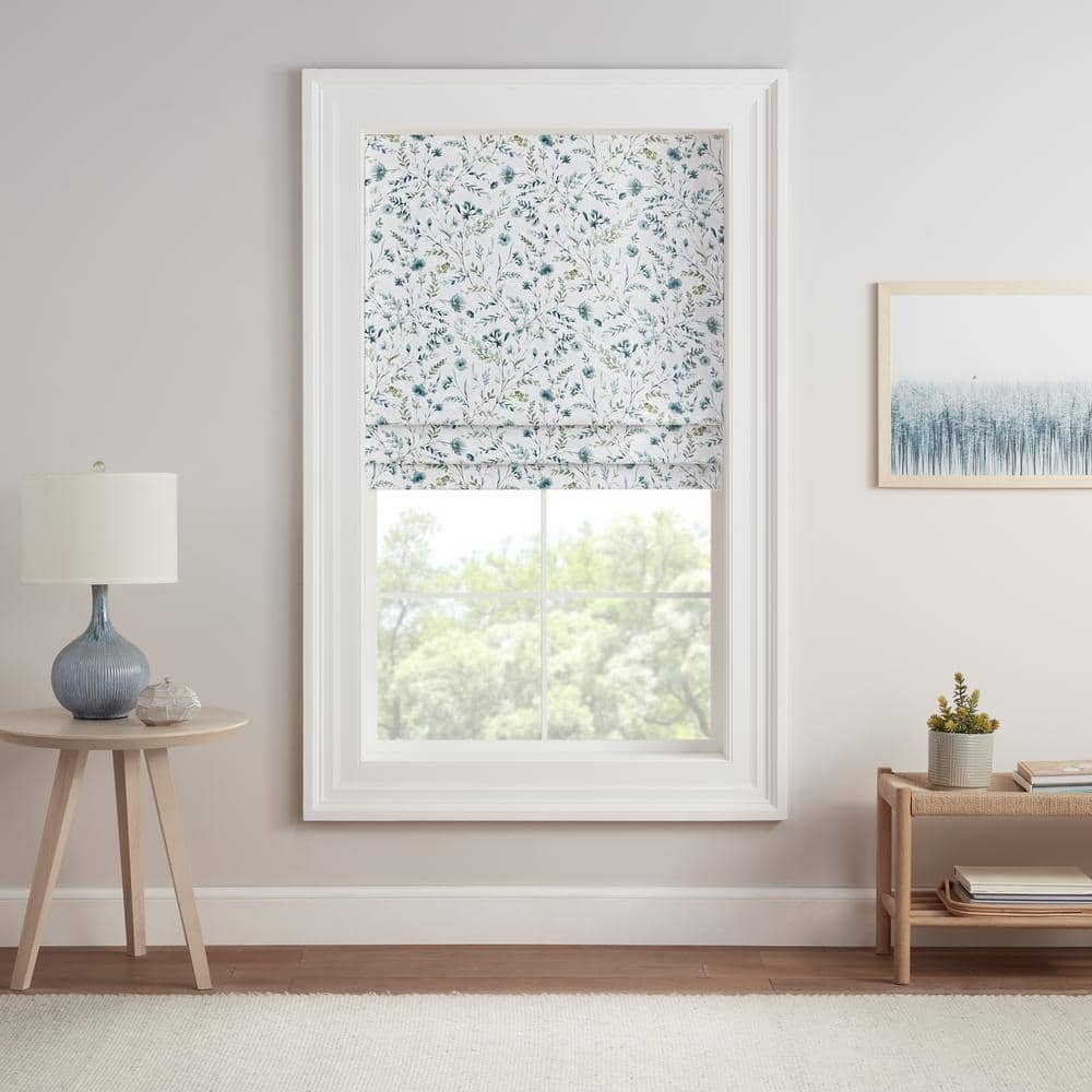 Marine Botanical Blackout Cordless Roman Shade 64x35