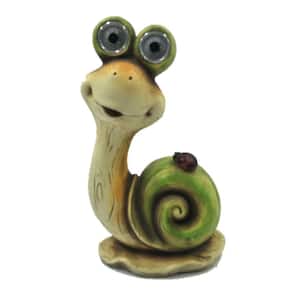 1-Light 9 in. Integrated LED Solar Powered Preppy Snail with Light up Eyes