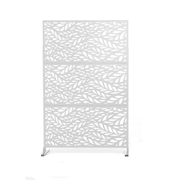 Tunearary 76 in. White Patio Metal Decorative Privacy Screen ...