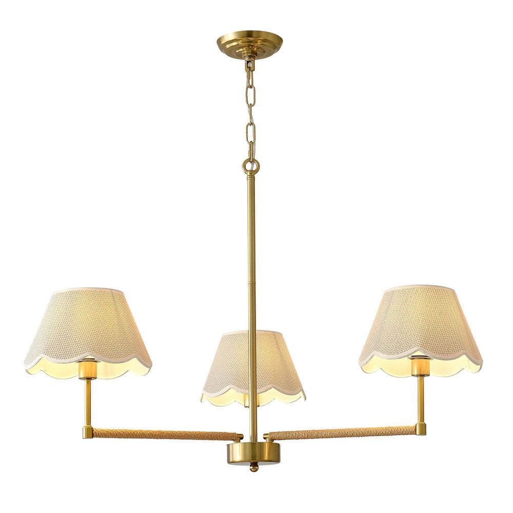 Home Lighting 36.42in. 3-Light Gold Modern Rope Romantic Chandelier with Fabric shade Adjustable for Living Room price history on PriceWatchPro